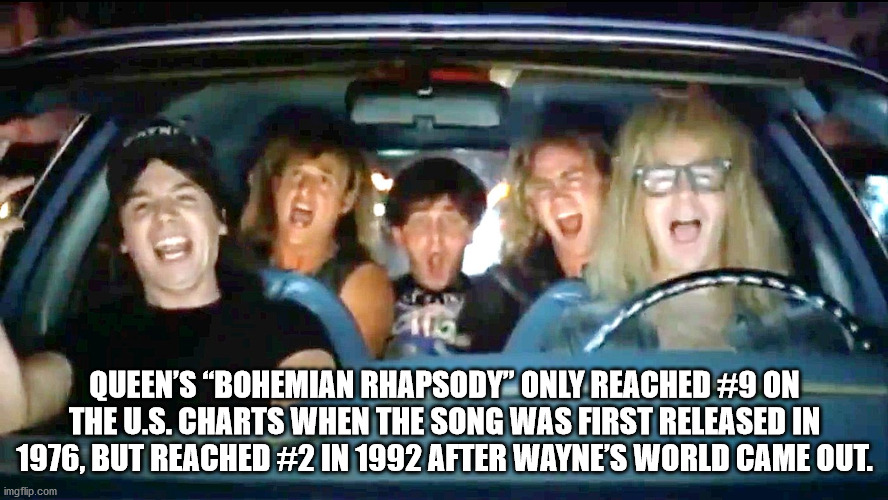 waynes world quotes - a tra Queen'S Bohemian Rhapsody" Only Reached On The U.S. Charts When The Song Was First Released In 1976, But Reached In 1992 After Wayne'S World Came Out. imgflip.com