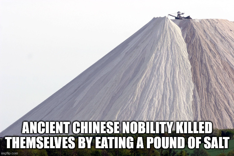 fun facts - factoids - interesting facts - sky - Ancient Chinese Nobility Killed Themselves By Eating A Pound Of Salt imgflip.com