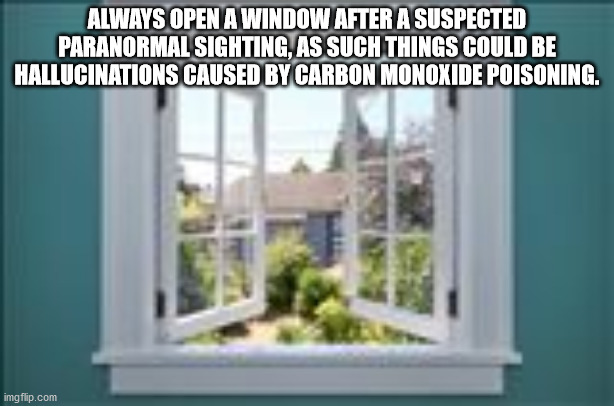 installing window trim - Always Open A Window After A Suspected Paranormal Sighting, As Such Things Could Be Hallucinations Caused By Carbon Monoxide Poisoning. imgflip.com