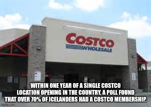 costco wholesale - Costco Ewholesale Within One Year Of A Single Costco Location Opening In The Country, A Poll Found That Over 70% Of Icelanders Had A Costco Membership. imgflip.com