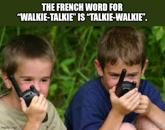 kids using walkie talkie - The French Word For "WalkieTalkie" Is TalkieWalkie". imgflip.com