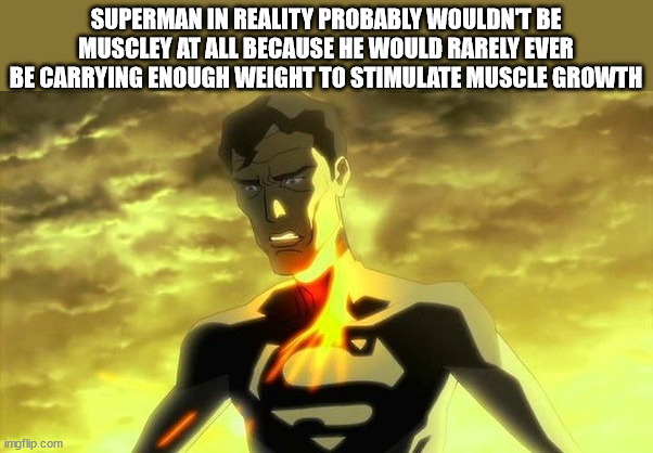 ligue des justiciers le paradoxe flashpoint - Superman In Reality Probably Wouldnt Be Muscley At All Because He Would Rarely Ever Be Carrying Enough Weight To Stimulate Muscle Growth imgflip.com