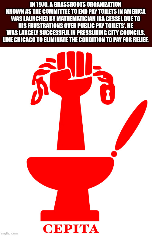 clip art - In 1970, A Grassroots Organization Known As The Committee To End Pay Toilets In America Was Launched By Mathematician Ira Gessel Due To His Frustrations Over Public Pay Toilets'. He Was Largely Successful In Pressuring City Councils, Chicago To
