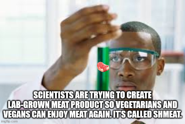 cool facts - fun facts - finally science meme template - Scientists Are Trying To Create LabGrown Meat Product So Vegetarians And Vegans Can Enjoy Meat Again. It'S Called Shmeat. imgflip.com