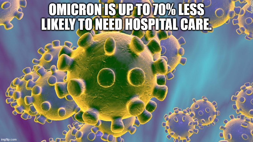 virus meme - Omicron Is Up To 70% Less ly To Need Hospital Care. imgflip.com