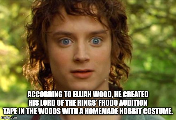 frodo baggins - According To Elijah Wood, He Created His Lord Of The Rings Frodo Audition Tape In The Woods With A Homemade Hobbit Costume. imgflip.com