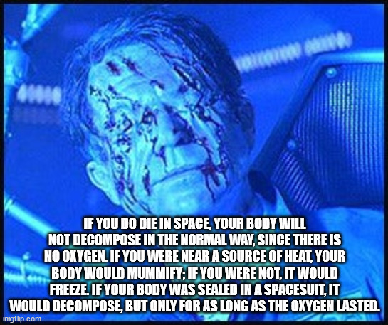 hell is just a word reality is much worse - 10000 If You Do Die In Space, Your Body Will Not Decompose In The Normal Way, Since There Is No Oxygen. If You Were Near A Source Of Heat, Your Body Would Mummify; If You Were Not, It Would Freeze. If Your Body 
