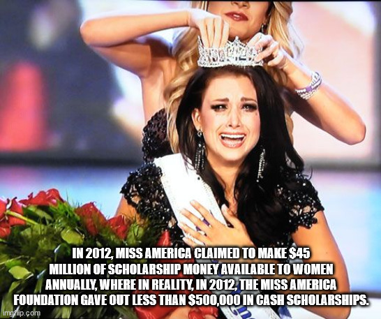 crying beauty queen gif - In 2012, Miss America Claimed To Make $45 Million Of Scholarship Money Available To Women Annually, Where In Reality, In 2012, The Miss America Foundation Gave Out Less Than $500,000 In Cash Scholarships. imglip.com