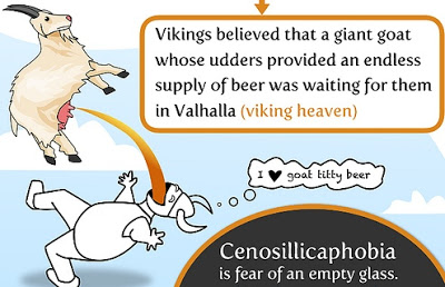 viking goat beer - Vikings believed that a giant goat whose udders provided an endless supply of beer was waiting for them in Valhalla viking heaven goak bitty beer Cenosillicaphobia is fear of an empty glass.