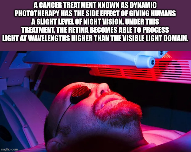 banda el recodo hay amor - A Cancer Treatment Known As Dynamic Phototherapy Has The Side Effect Of Giving Humans A Slight Level Of Night Vision. Under This Treatment, The Retina Becomes Able To Process Light At Wavelengths Higher Than The Visible Light Do