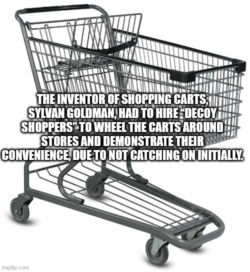 shopping cart memes - The Inventor Of Shopping Carts, Sylvan Goldman, Had To Hire Decoy Shoppers" To Wheel The Carts Around Stores And Demonstrate Their Convenience, Due To Not Catching On Initially imgflip.com