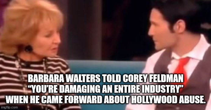 ruswin - Barbara Walters Told Corey Feldman "You'Re Damaging An Entire Industry" When He Came Forward About Hollywood Abuse. imgflip.com