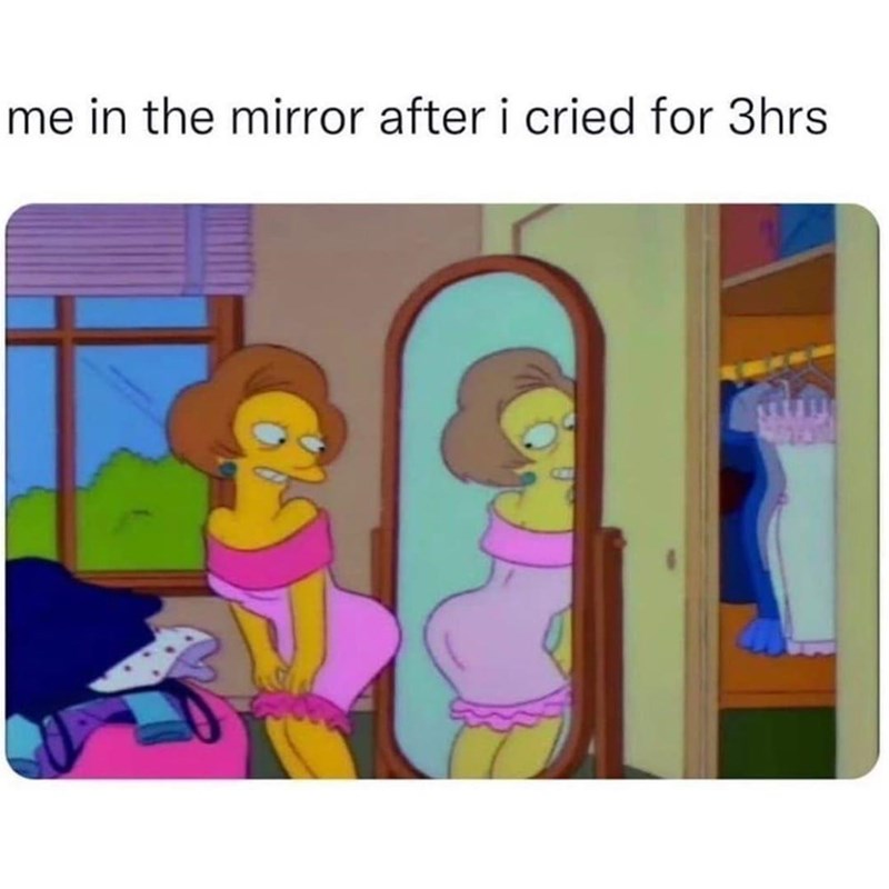 cool pics and memes - cartoon - me in the mirror after i cried for 3hrs Sis