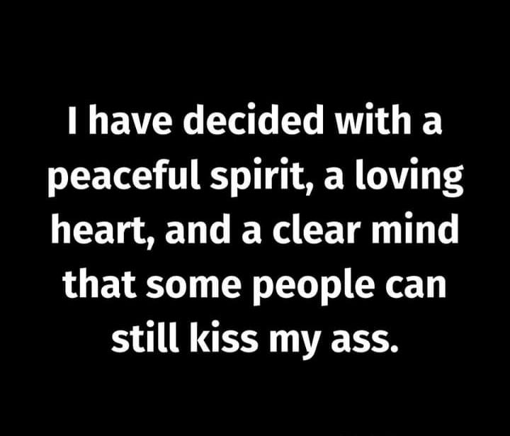 cool pics and memes - monochrome - I have decided with a peaceful spirit, a loving heart, and a clear mind that some people can still kiss my ass.