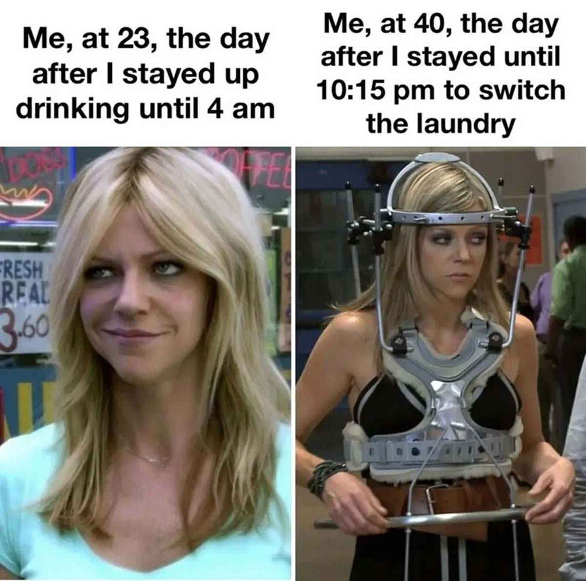 it's always sunny in philadelphia dee smile - Me, at 23, the day after I stayed up drinking until 4 am Fe Me, at 40, the day after I stayed until to switch the laundry Fresh Real 3.60