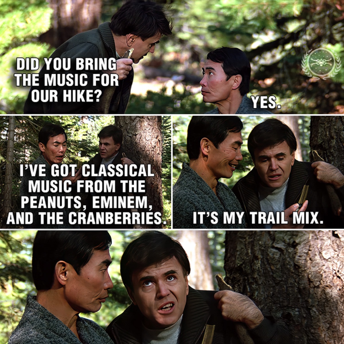 collage - Did You Bring The Music For Our Hike? Yes I'Ve Got Classical Music From The Peanuts, Eminem, And The Cranberries. It'S My Trail Mix.