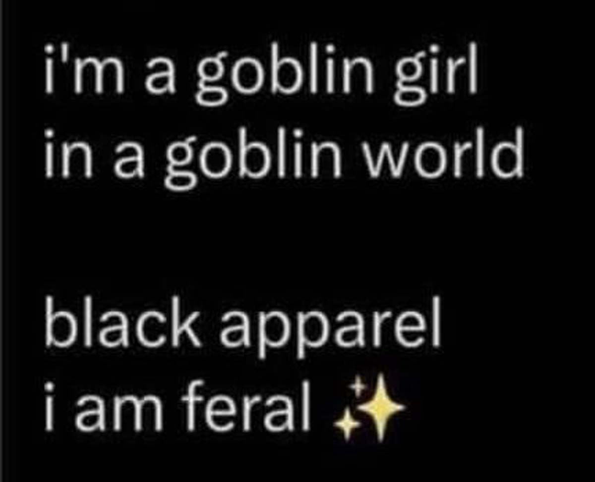 graphic design - i'm a goblin girl in a goblin world black apparel i am feral