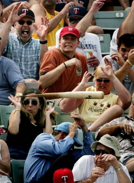 Funny close baseball bat hit reaction