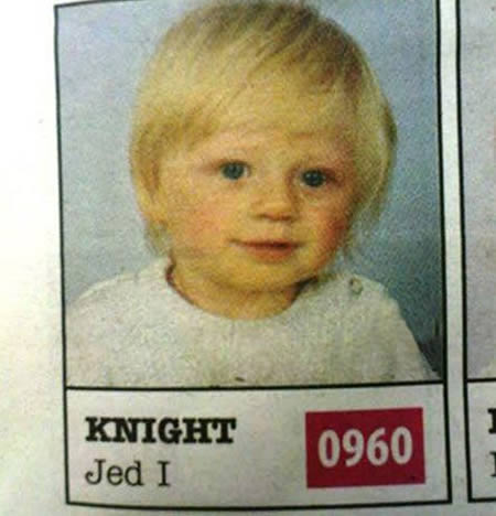 A long time ago, in a yearbook far far away  there was a little boy by the name of Knight whose parents must've been really big Star Wars fans. So big that they named their boy Jed I. Knight.