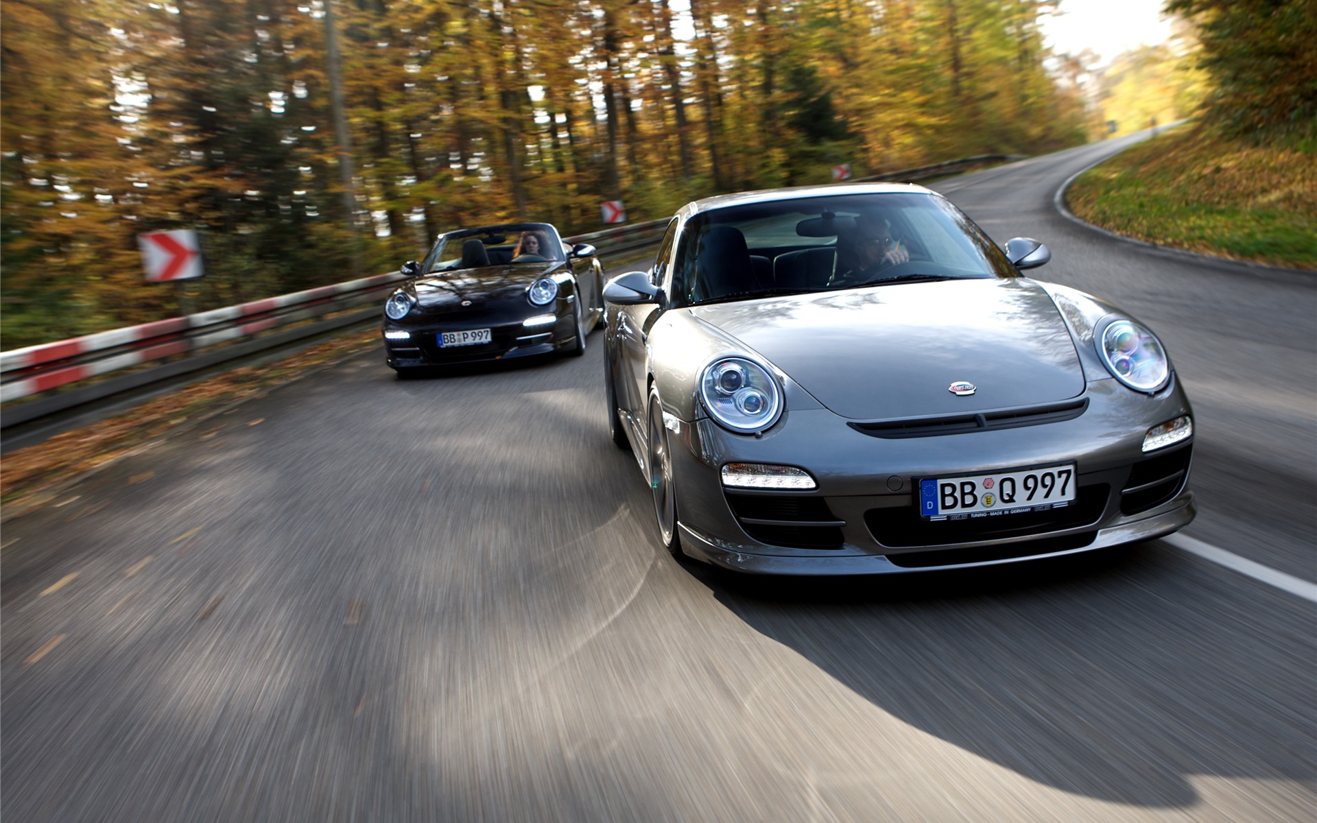 Cruising with wife in (Boxster and 911)