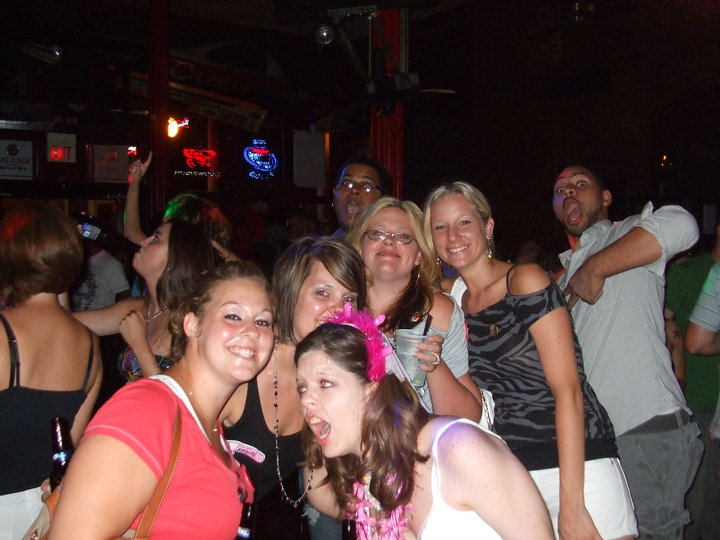 Yea bachelorette party! But who are those black dudes? p.s. check out the brides face