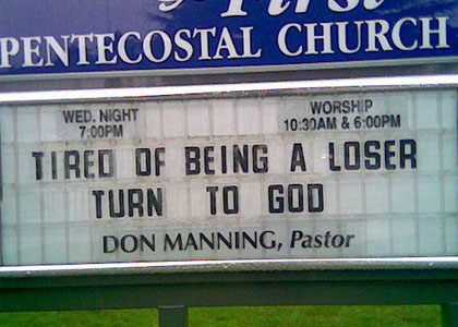MORE FUNNY CHURCH SIGNS: GOD ANSWERS KNEE-MAIL