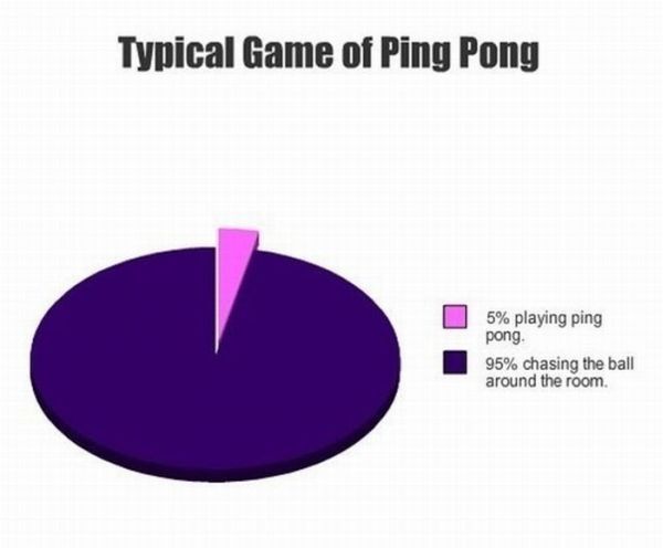 funny table tennis meme - Typical Game of Ping Pong 5% playing ping pong 95% chasing the ball around the room.