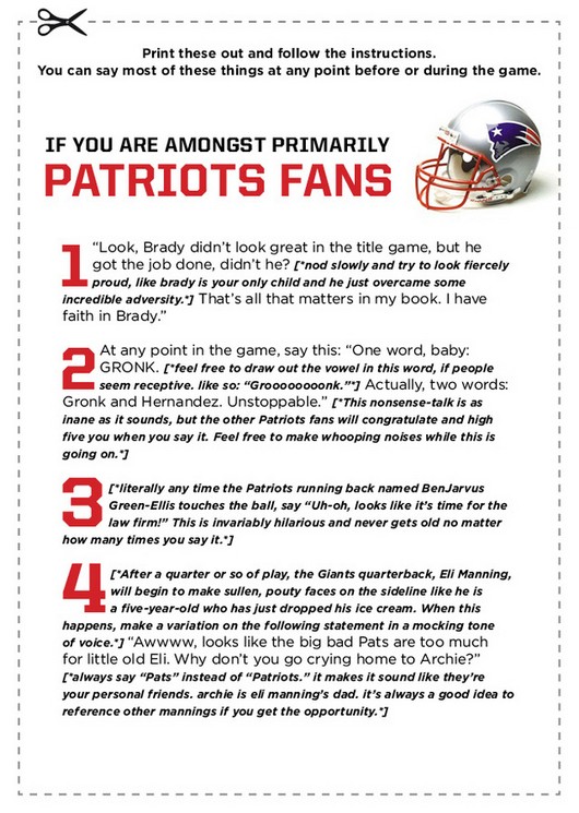 patriots helmet - Print these out and the instructions. You can say most of these things at any point before or during the game. If You Are Amongst Primarily Patriots Fans . "Look, Brady didn't look great in the title game, but he got the job done, didn't