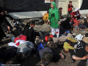 Little girl screaming after an Afghan suicide attack.