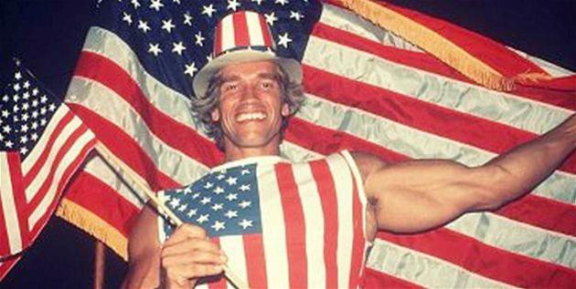 Arnold Schwarzenegger on the day he recieved his American citizenship.