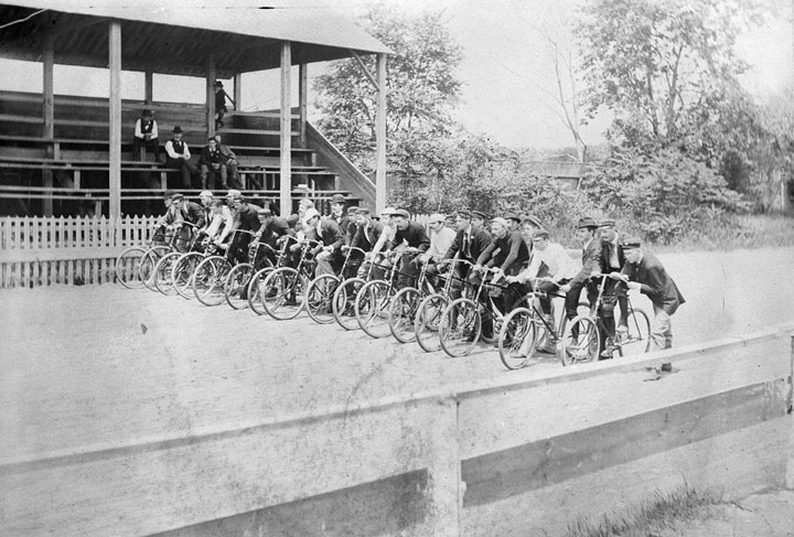 Markus Mercury Wheel Club, Flushing Race Track, bicyclists ready to race in June of 1894.