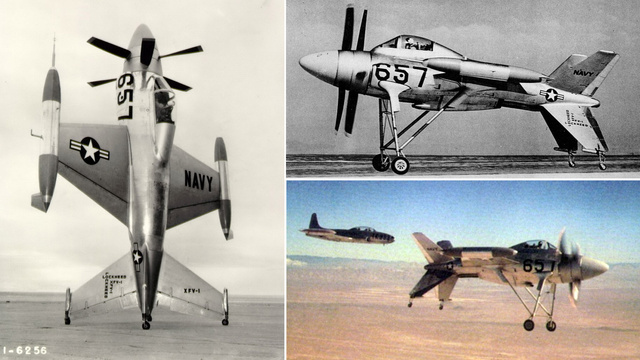 Lockheed XFV, The Salmon, an experimental tailsitter prototype escort fighter aircraft 1953.
