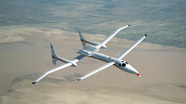 Proteus, a tandem-wing, twin-engine research aircraft, built by Scaled Composites in 1998.