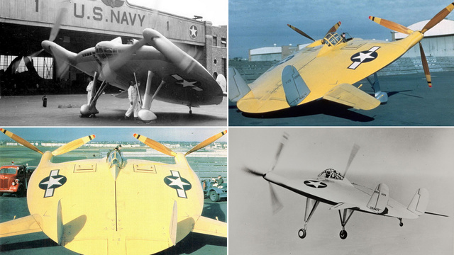 Vought V-173, the Flying Pancake, an American experimental fighter aircraft for the United States Navy 1942.