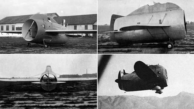 Stipa-Caproni, an experimental Italian aircraft with a barrel-shaped fuselage 1932.