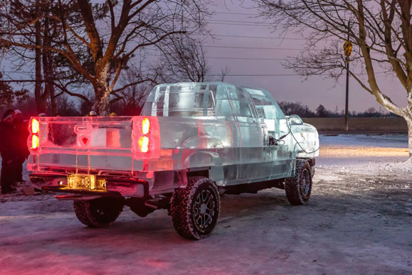 Fully functional Chevy truck made of Ice