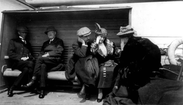 Survivors of the sinking of the RMS Titanic rest on the deck of the RMS Carpathia on April 15, 1912. The New York Times
