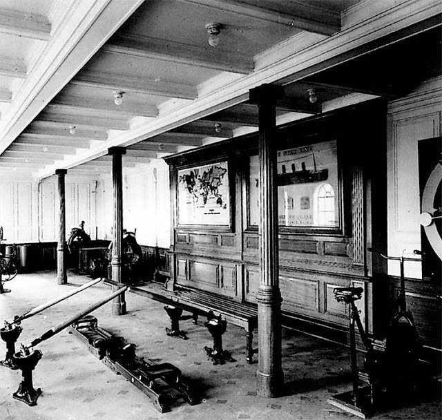 The gymnasium aboard the RMS Titanic in an undated photo. The New York Times