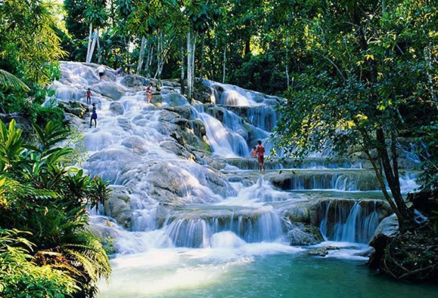 Dunns River Falls, Jamaica These waterfalls are the Caribbean major tourist attraction.