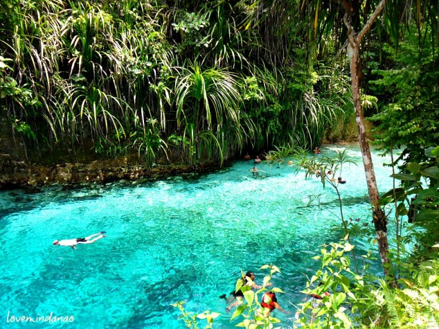 The Enchanted River in Surigao del Sur, Philippines One of the most desired tourist destinations in the area, where the water is crystal clear.