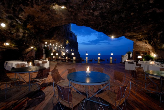 Grotta Palazzese, Bari, ItalyA cave on the Italian coast where a hotel was built in.