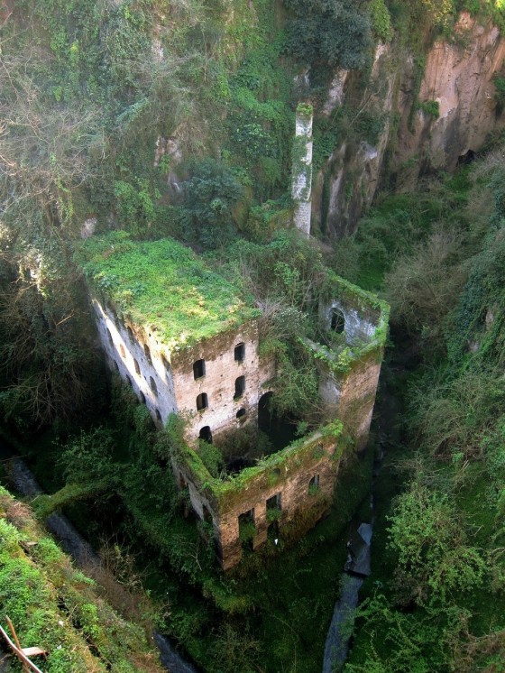 Abandoned mill in Sorrento from 1866, Italy