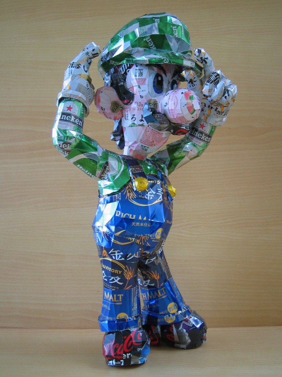 sculptures made of beer and soda cans