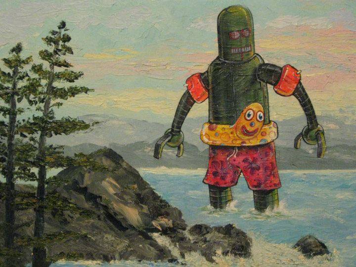 Artist Paints Characters Into Old Thrift Store Paintings