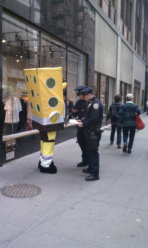 spongebob getting in trouble with the law in NYC