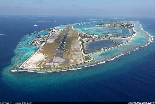 Airport in the Maldives is located on an artificial island in the middle of the Indian Ocean.