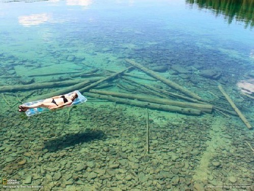 In northwestern Montana, USA. The water is so transparent that it seems that this is a quite shallow lake. In fact, it's very deep.