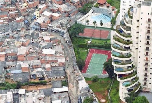 Favelas of Brazil. The boundary between wealth and poverty.