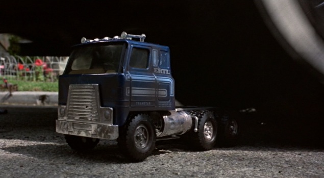In the beginning of the movie, The Terminator drives over a toy semi truck..towards the end of the movie, The Terminator is run over by the same model of semi truck.