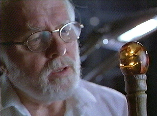 Hammond who was played by Richard Attenborough, creates the dinosaurs from DNA trapped in amber. He also carries around a cane capped with a mosquito in amber. Attenborough's brother is naturalist David Attenborough, who has his own collection of animals trapped in amber